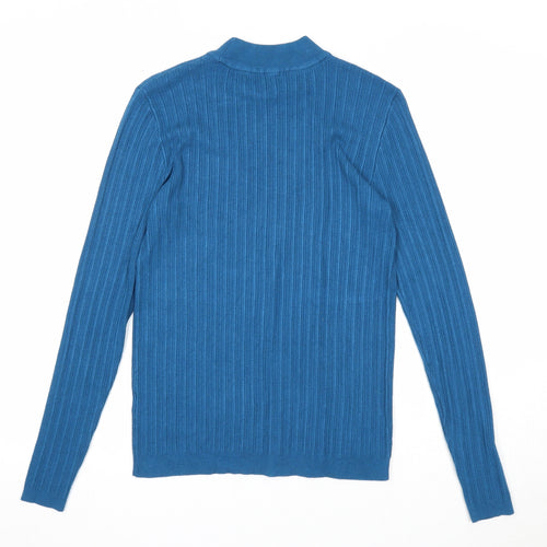 TU Womens Blue Mock Neck Viscose Pullover Jumper Size 10