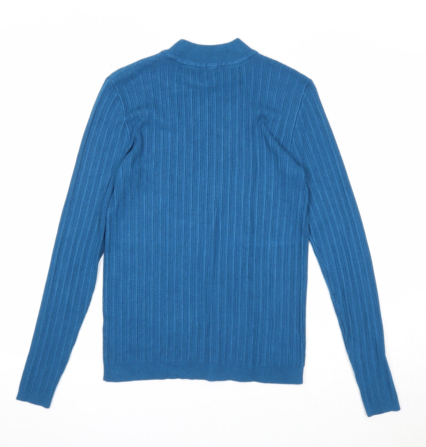 TU Womens Blue Mock Neck Viscose Pullover Jumper Size 10