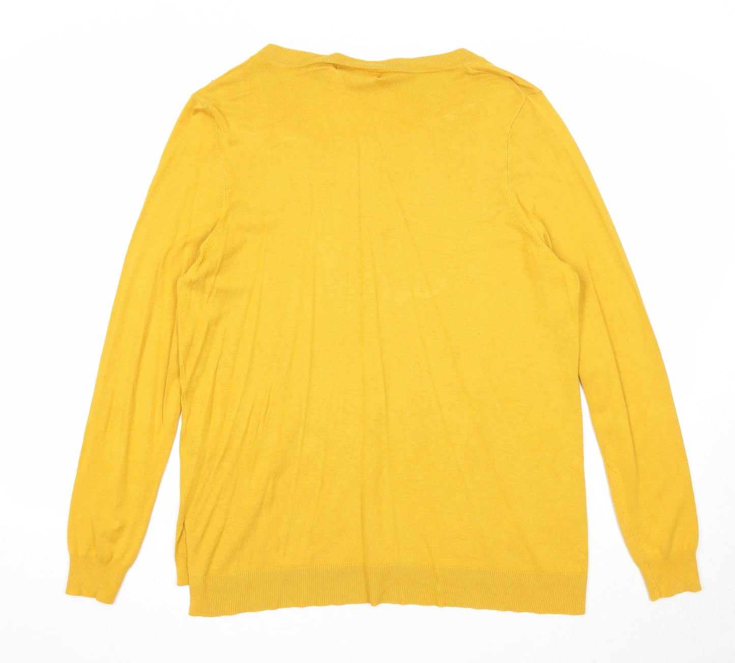 Nutmeg Womens Yellow V-Neck Viscose Pullover Jumper Size 14