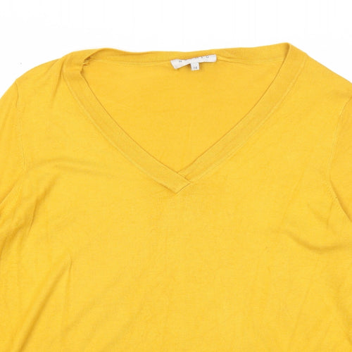 Nutmeg Womens Yellow V-Neck Viscose Pullover Jumper Size 14