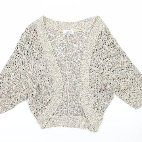 Look Womens Beige V-Neck Cotton Cardigan Jumper Size 12