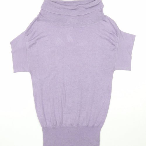 Look Womens Purple Cowl Neck Acrylic Pullover Jumper Size 8