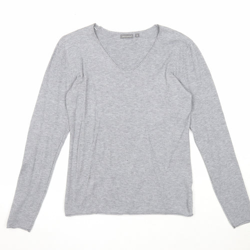 Marinello Womens Grey V-Neck Acrylic Pullover Jumper Size S