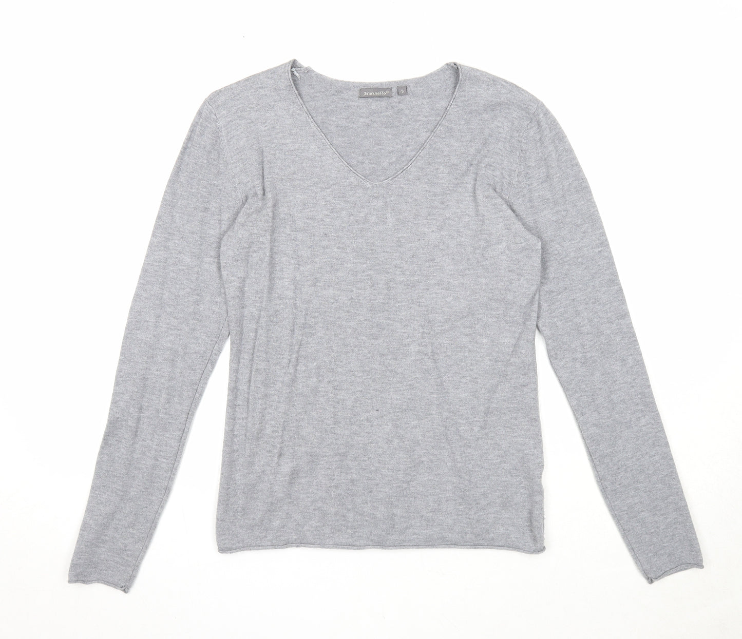 Marinello Womens Grey V-Neck Acrylic Pullover Jumper Size S