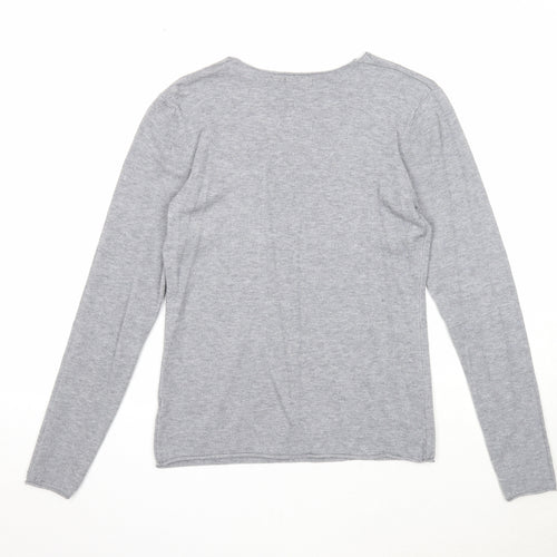 Marinello Womens Grey V-Neck Acrylic Pullover Jumper Size S