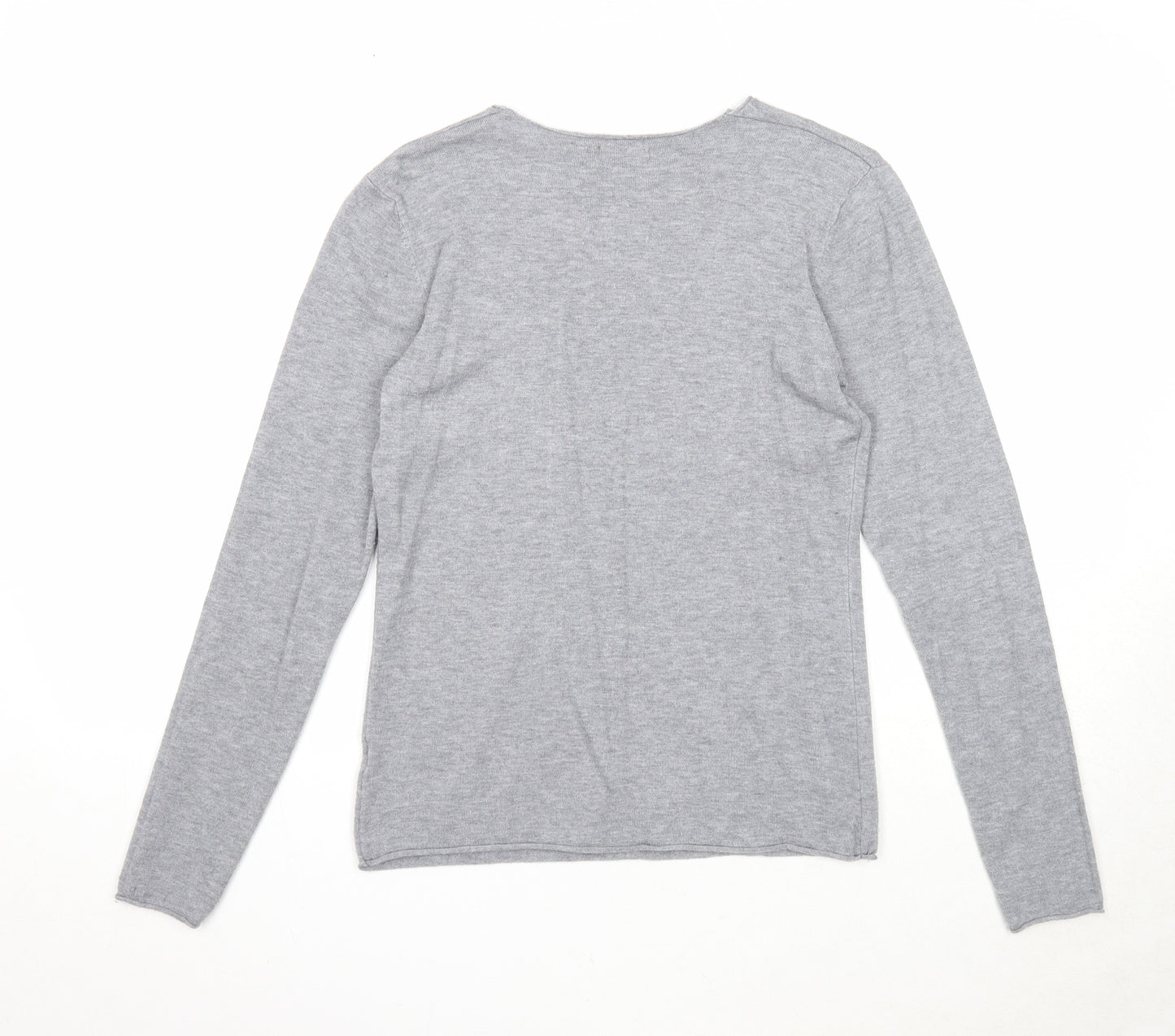 Marinello Womens Grey V-Neck Acrylic Pullover Jumper Size S