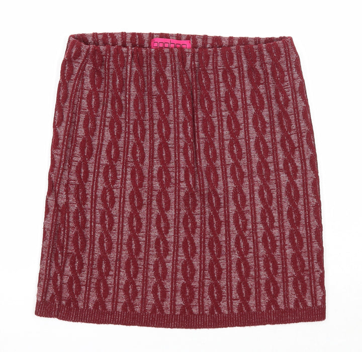 Boohoo Womens Red Geometric Acrylic A-Line Skirt Size M