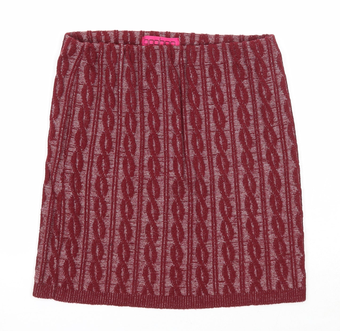 Boohoo Womens Red Geometric Acrylic A-Line Skirt Size M