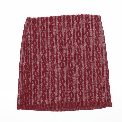Boohoo Womens Red Geometric Acrylic A-Line Skirt Size M