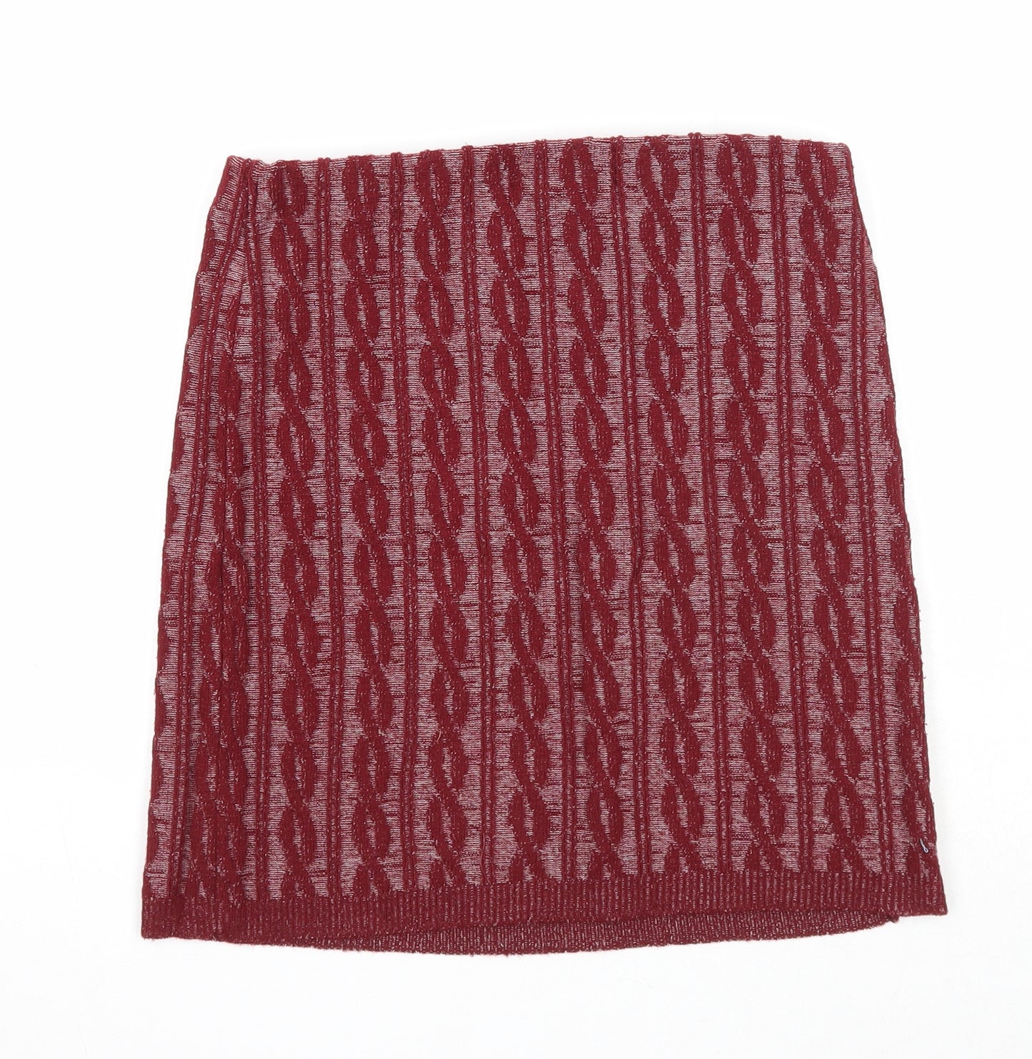 Boohoo Womens Red Geometric Acrylic A-Line Skirt Size M