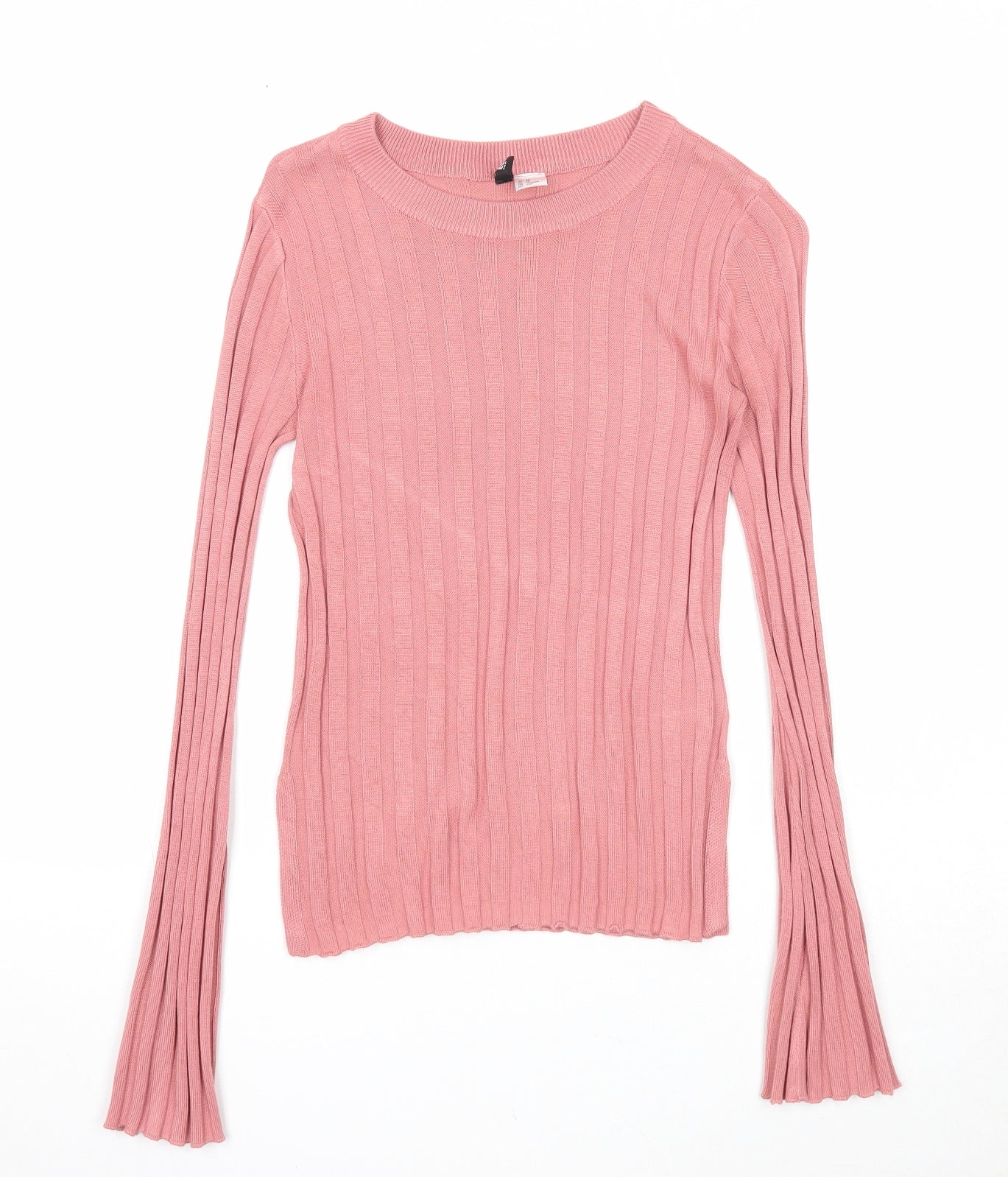 Divided Womens Pink Round Neck Acrylic Pullover Jumper Size XS