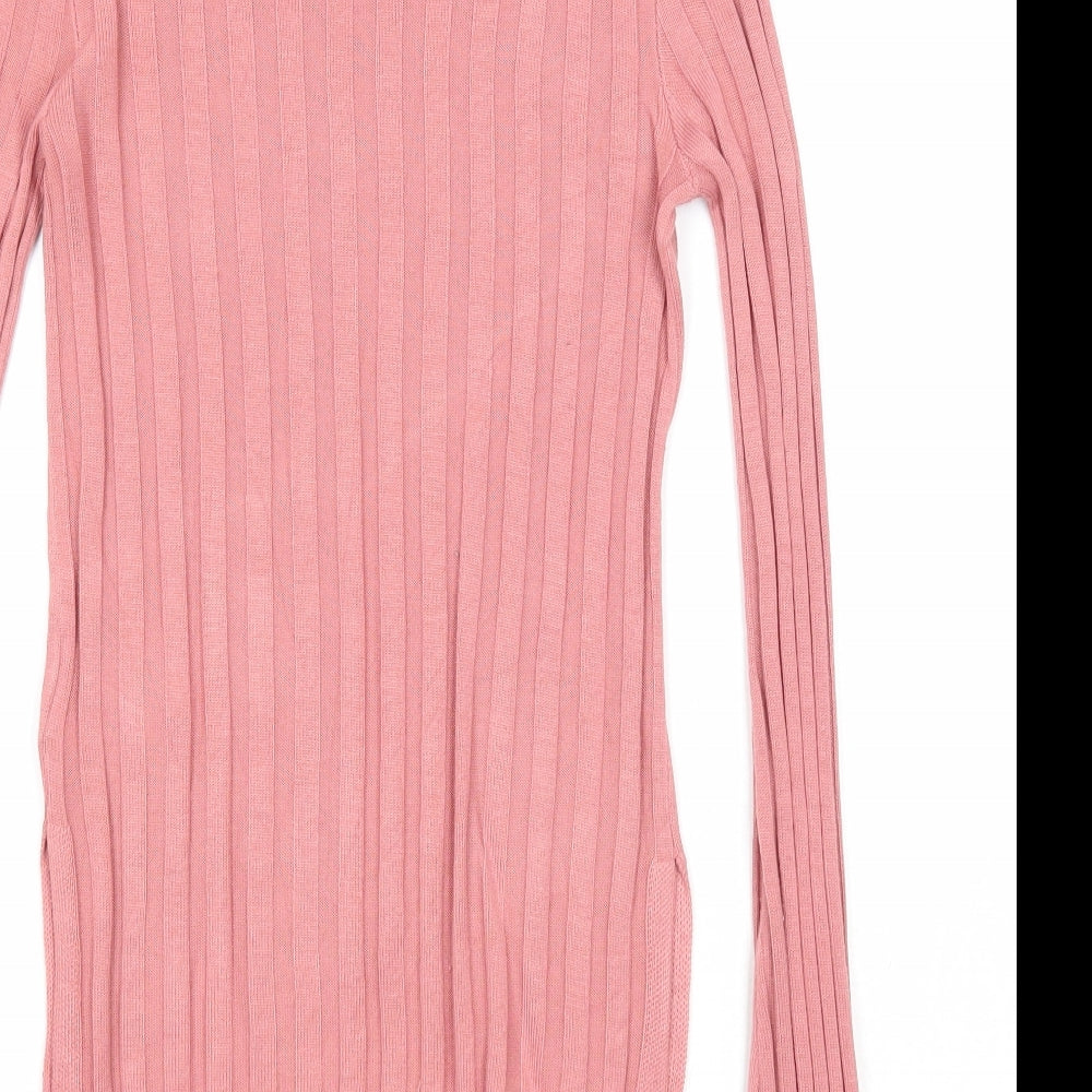 Divided Womens Pink Round Neck Acrylic Pullover Jumper Size XS