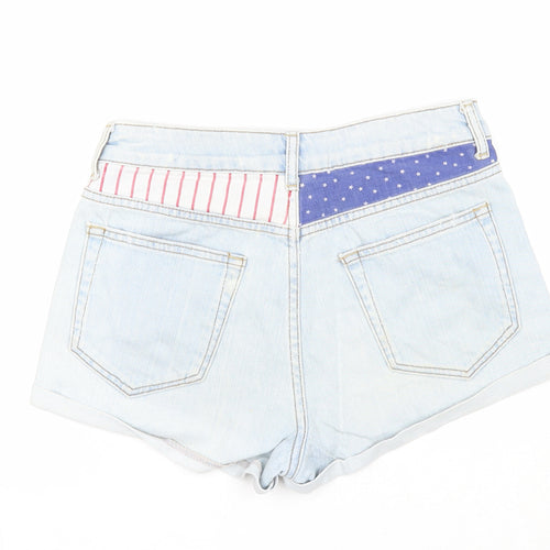 Topshop Womens Blue Geometric Cotton Mom Shorts Size 28 in Regular Zip - United States