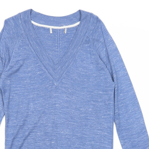 NEXT Womens Blue V-Neck Acrylic Pullover Jumper Size 8