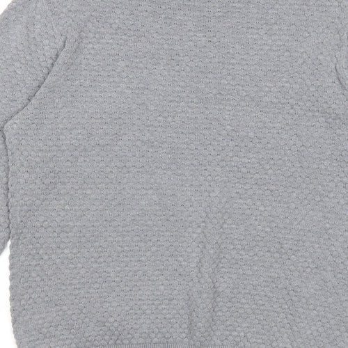 Easy Mens Grey Round Neck Cotton Pullover Jumper Size S Long Sleeve