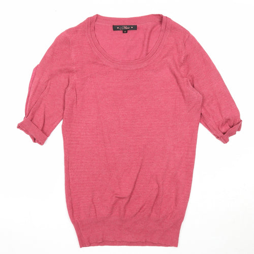 Miso Womens Pink Scoop Neck Acrylic Pullover Jumper Size 12
