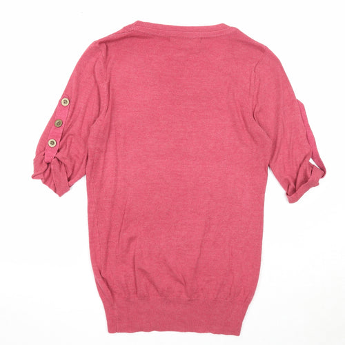 Miso Womens Pink Scoop Neck Acrylic Pullover Jumper Size 12
