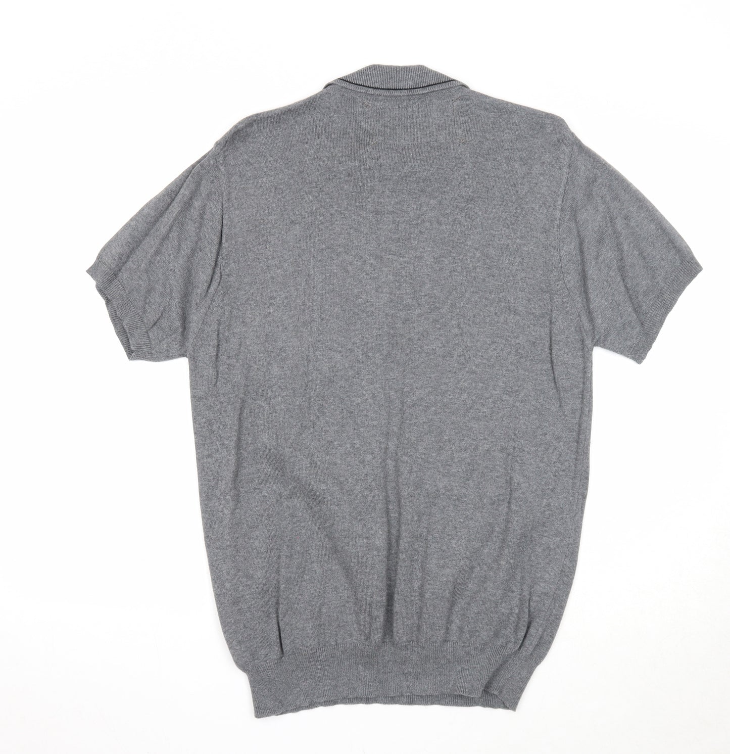 RV38 Mens Grey Cotton Polo Size M Collared Button