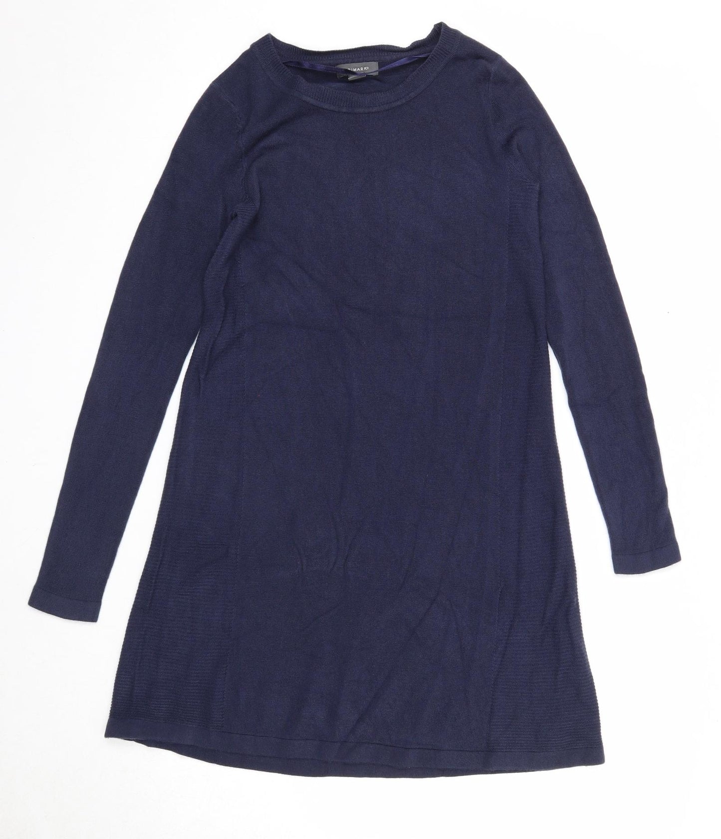 Primark Womens Blue Acrylic Jumper Dress Size 4 Round Neck Pullover