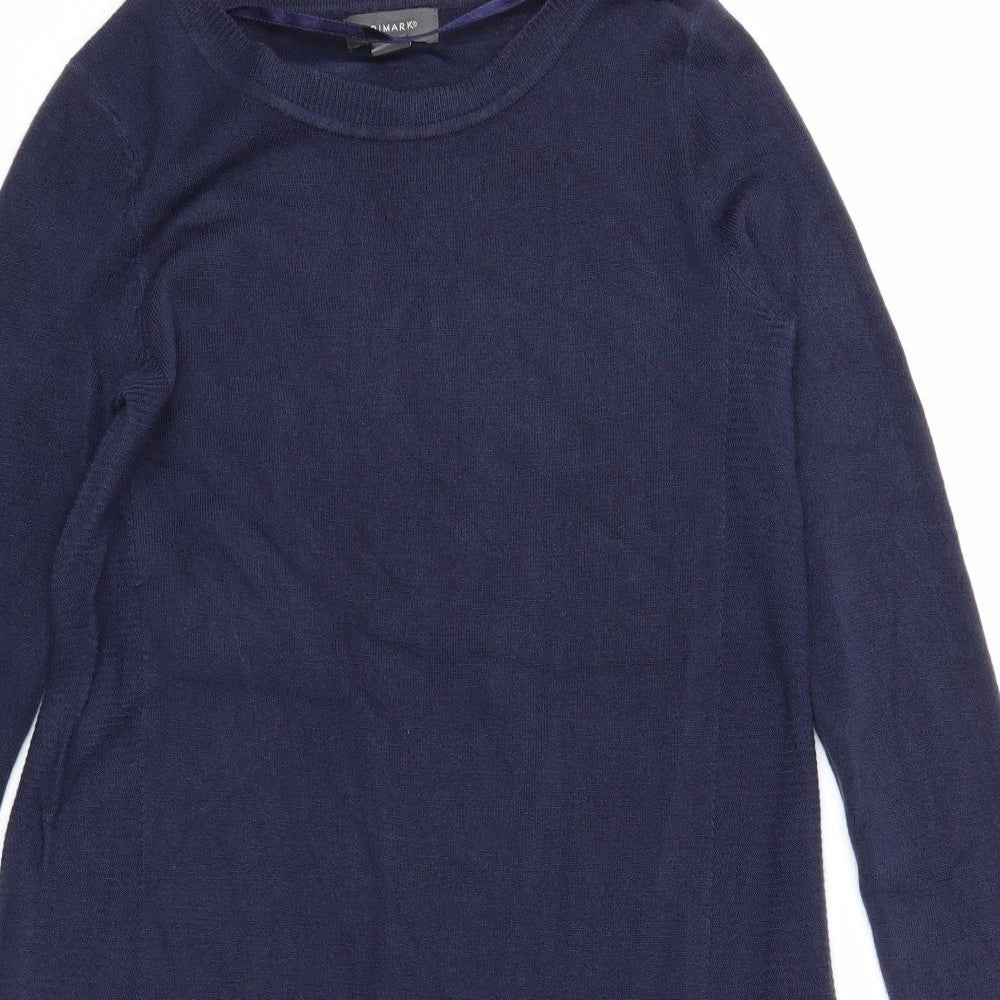 Primark Womens Blue Acrylic Jumper Dress Size 4 Round Neck Pullover