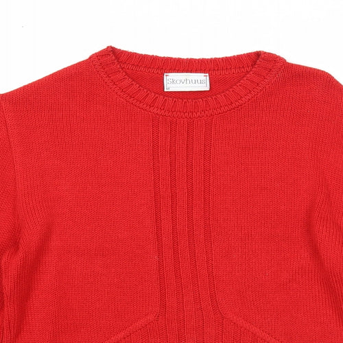 Skovhuus Womens Red Round Neck Cotton Pullover Jumper Size M