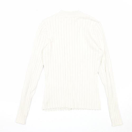 H&M Womens Ivory Round Neck Viscose Pullover Jumper Size S