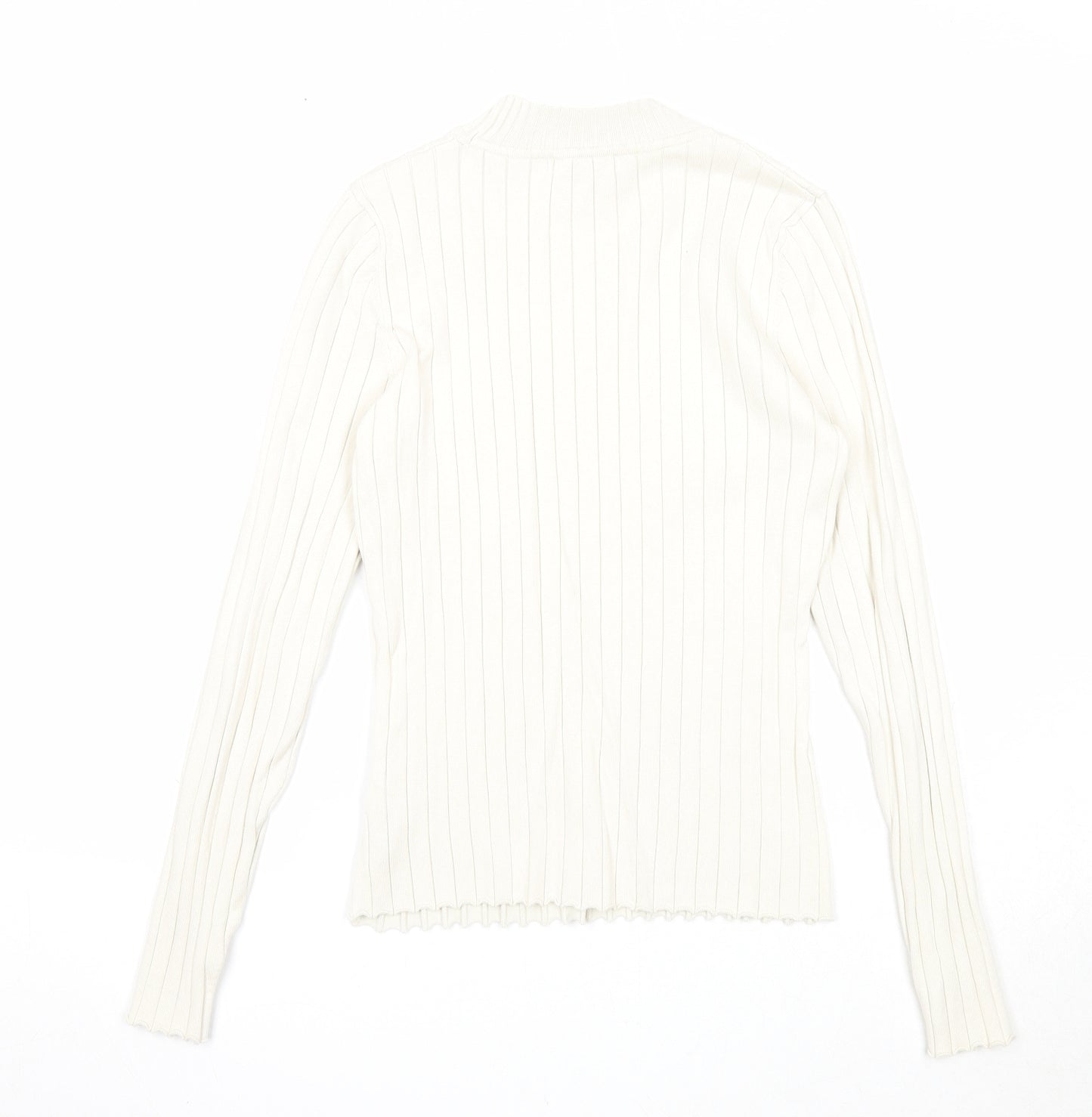 H&M Womens Ivory Round Neck Viscose Pullover Jumper Size S