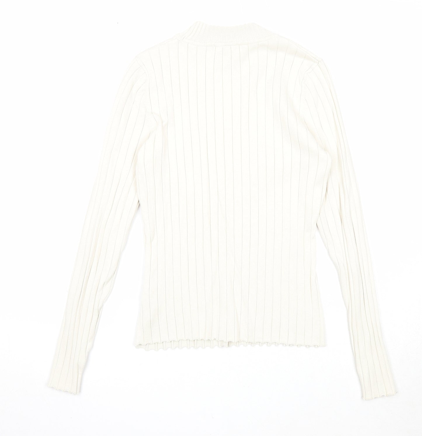 H&M Womens Ivory Round Neck Viscose Pullover Jumper Size S