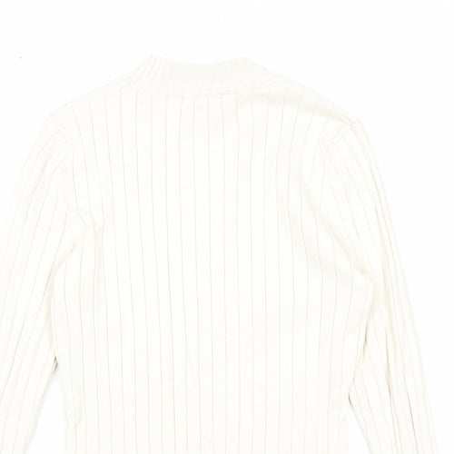 H&M Womens Ivory Round Neck Viscose Pullover Jumper Size S