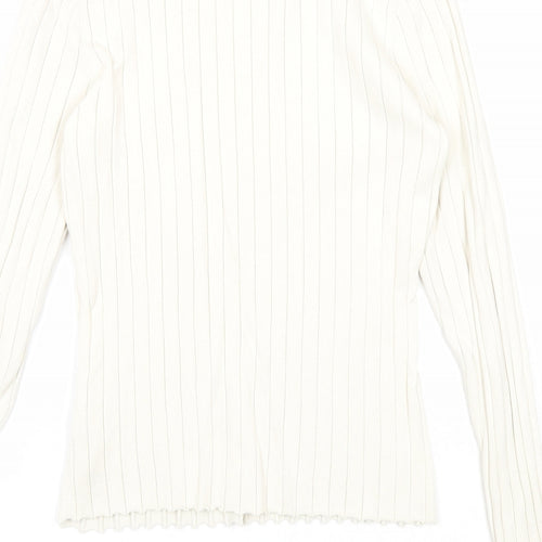 H&M Womens Ivory Round Neck Viscose Pullover Jumper Size S