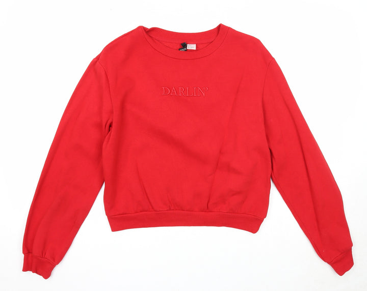 Divided Womens Red Cotton Pullover Sweatshirt Size S Pullover - Darlin