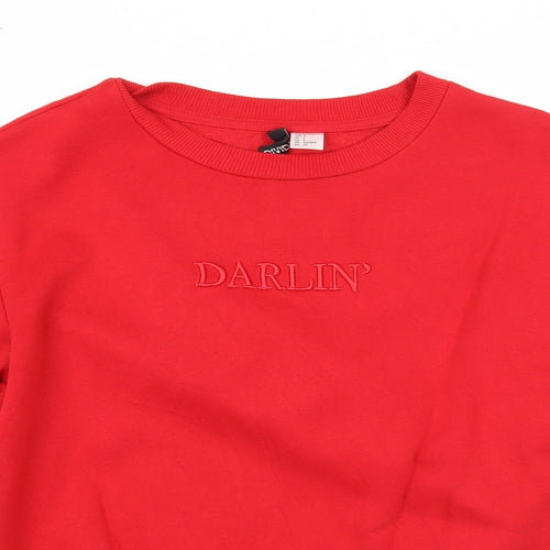 Divided Womens Red Cotton Pullover Sweatshirt Size S Pullover - Darlin