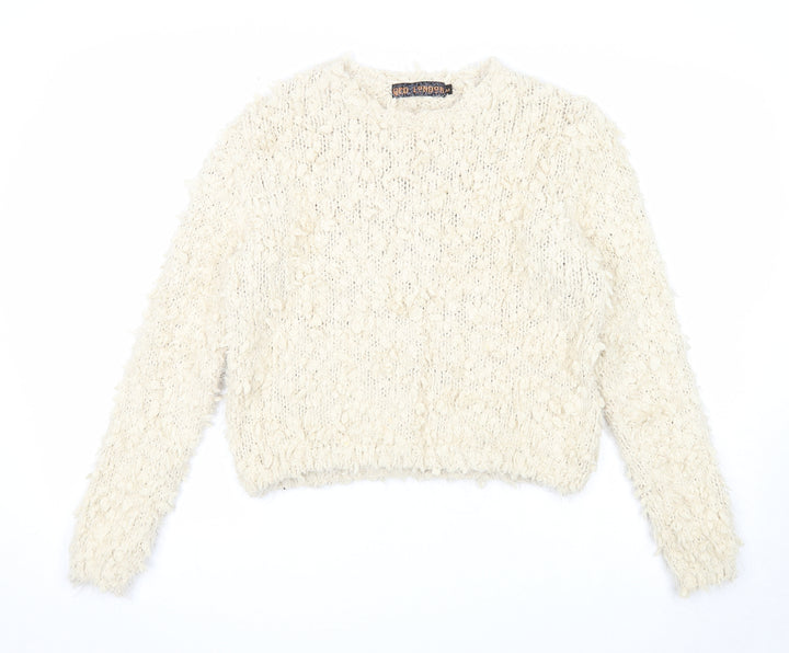 QED London Womens Beige Round Neck Polyester Pullover Jumper Size M