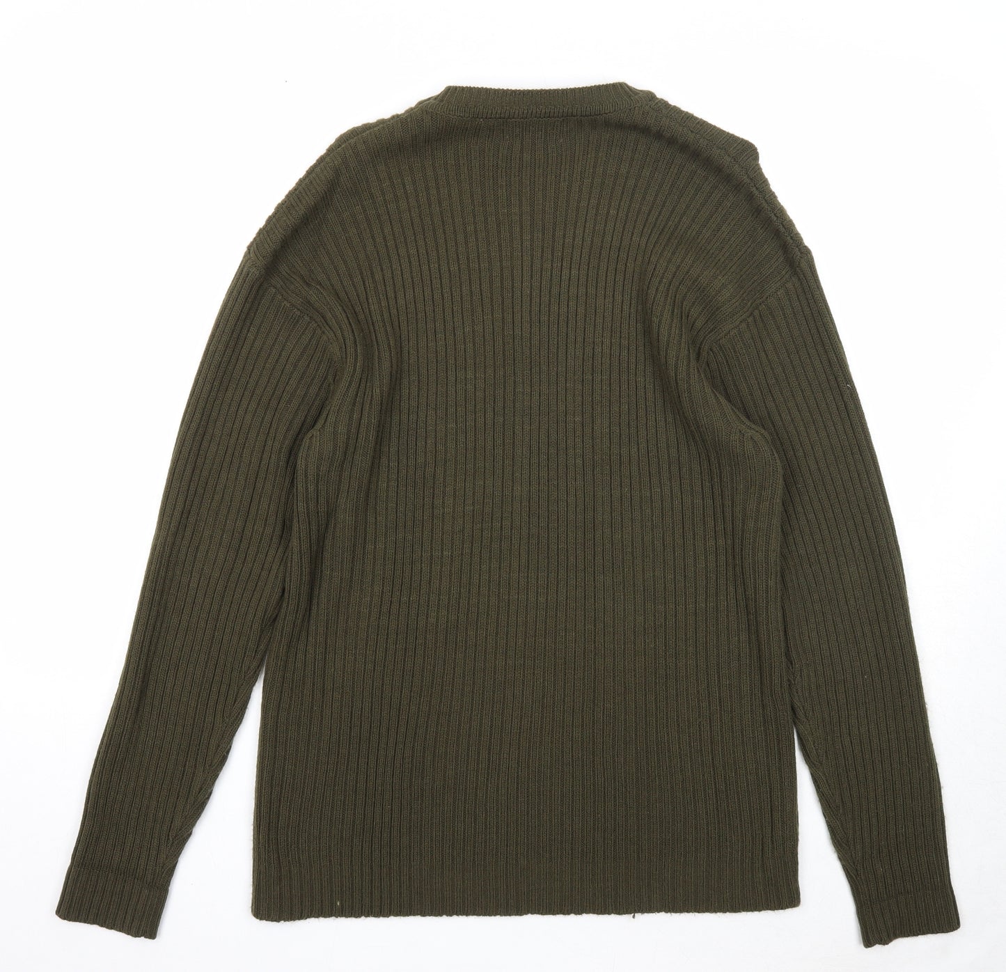Taylor&Henry Mens Green Round Neck Acrylic Pullover Jumper Size L Long Sleeve