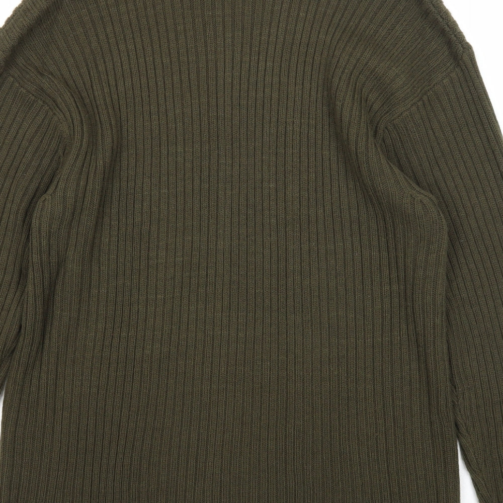 Taylor&Henry Mens Green Round Neck Acrylic Pullover Jumper Size L Long Sleeve
