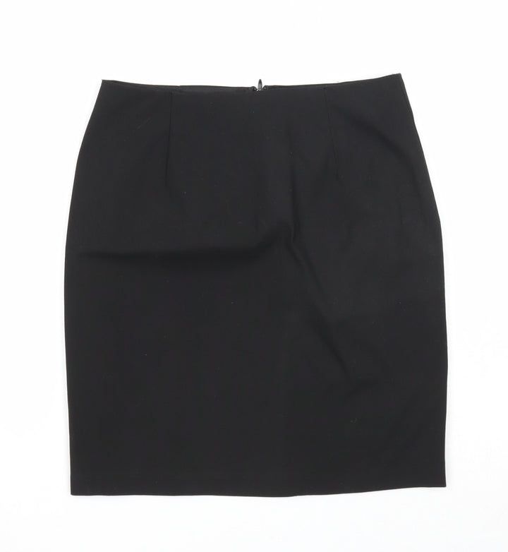Marks and Spencer Girls Black Polyester Bandage Skirt Size 12-13 Years Regular Zip