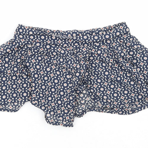 Nutmeg Girls Blue Geometric Viscose Culotte Shorts Size 7-8 Years Regular