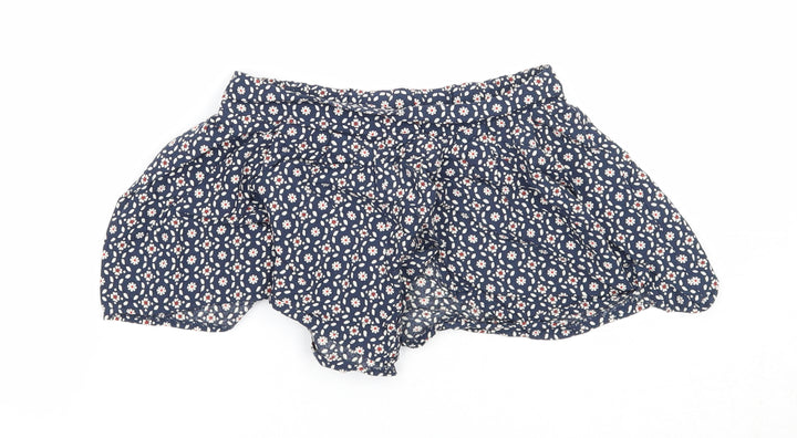 Nutmeg Girls Blue Geometric Viscose Culotte Shorts Size 7-8 Years Regular