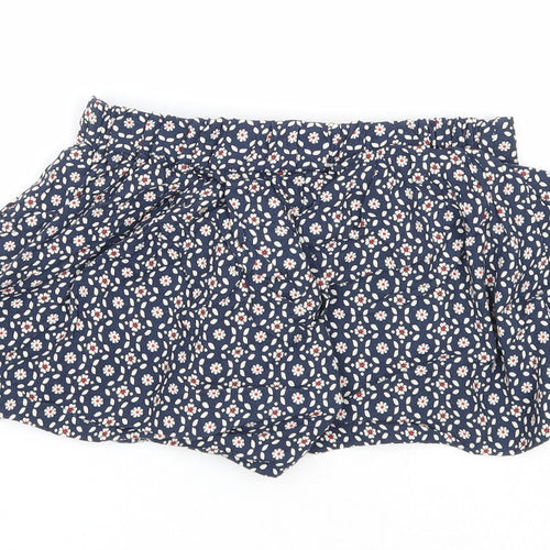 Nutmeg Girls Blue Geometric Viscose Culotte Shorts Size 7-8 Years Regular