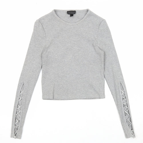 Topshop Womens Grey Round Neck Polyester Pullover Jumper Size 10
