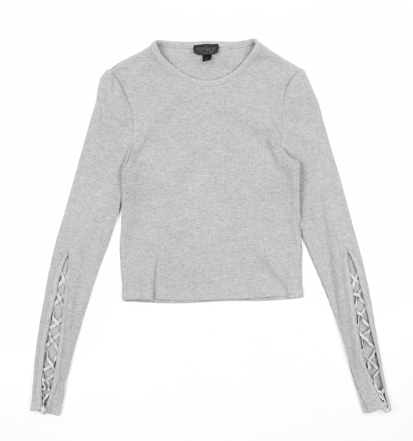 Topshop Womens Grey Round Neck Polyester Pullover Jumper Size 10