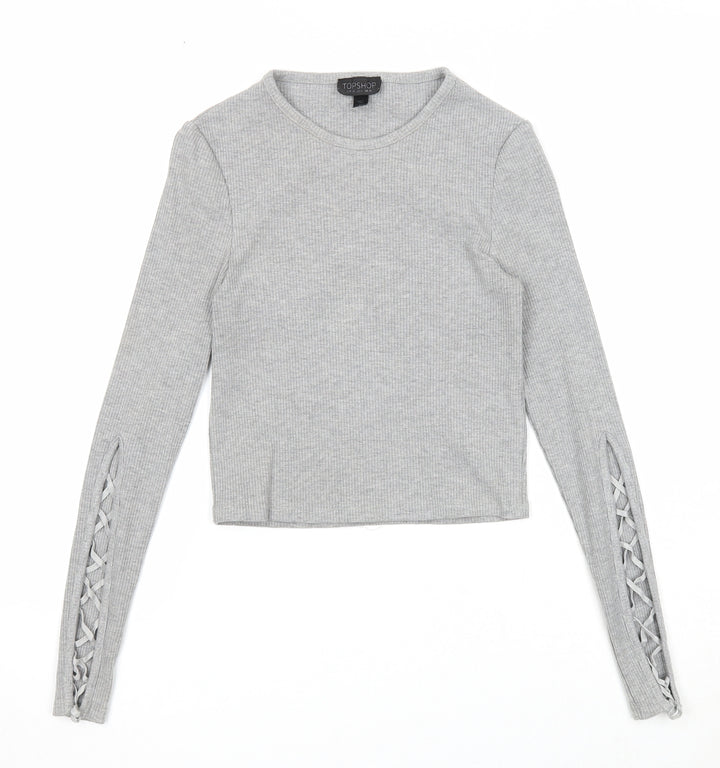 Topshop Womens Grey Round Neck Polyester Pullover Jumper Size 10