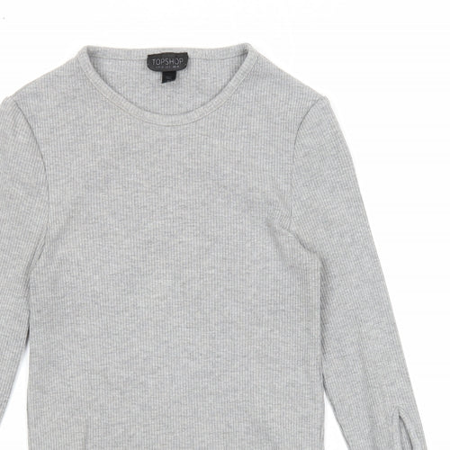 Topshop Womens Grey Round Neck Polyester Pullover Jumper Size 10