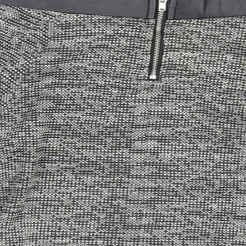 Divided Womens Black Geometric Polyester Skater Skirt Size S Zip