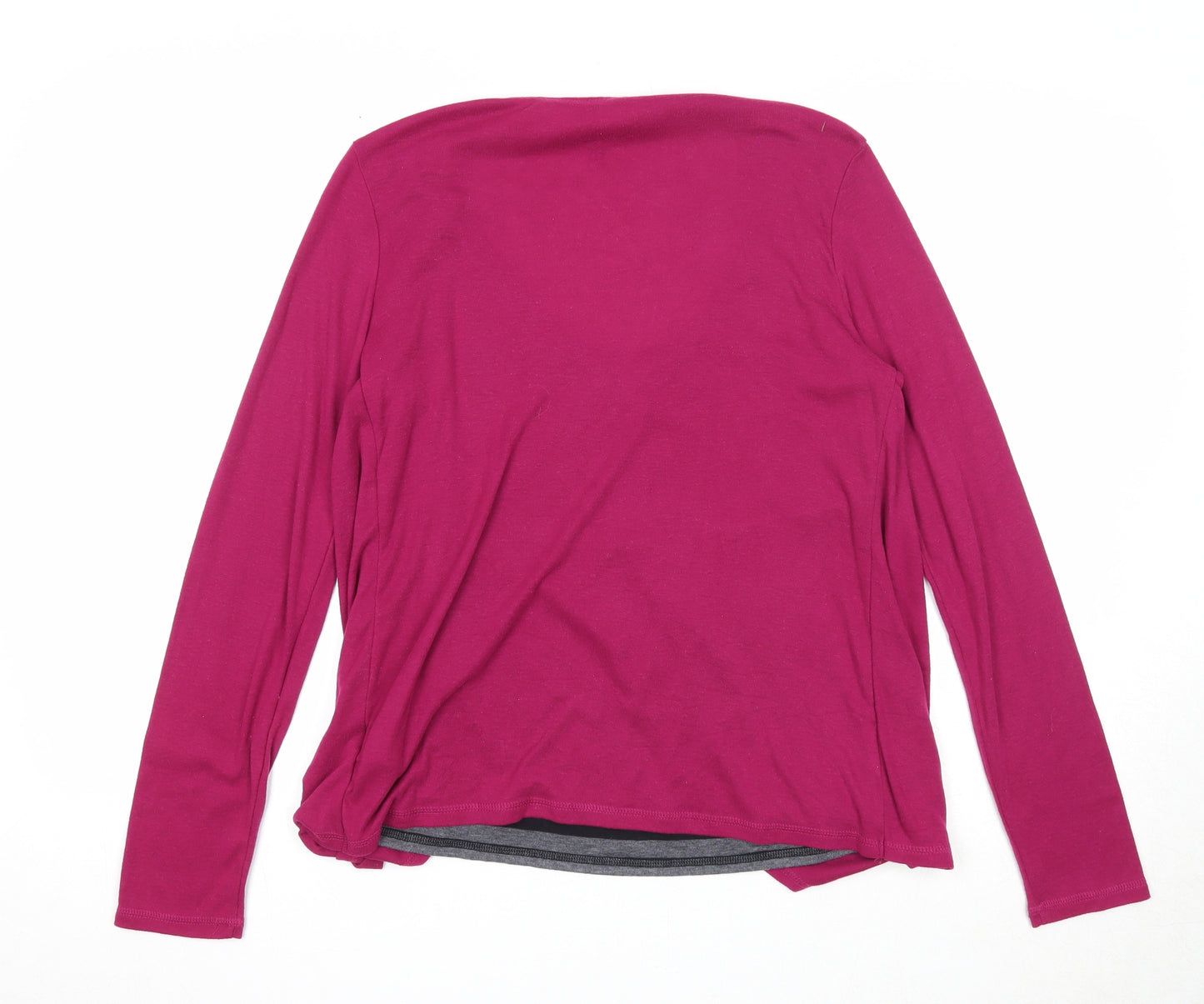 Marks and Spencer Womens Purple Striped Polyester Basic Blouse Size 10 Scoop Neck - Layered