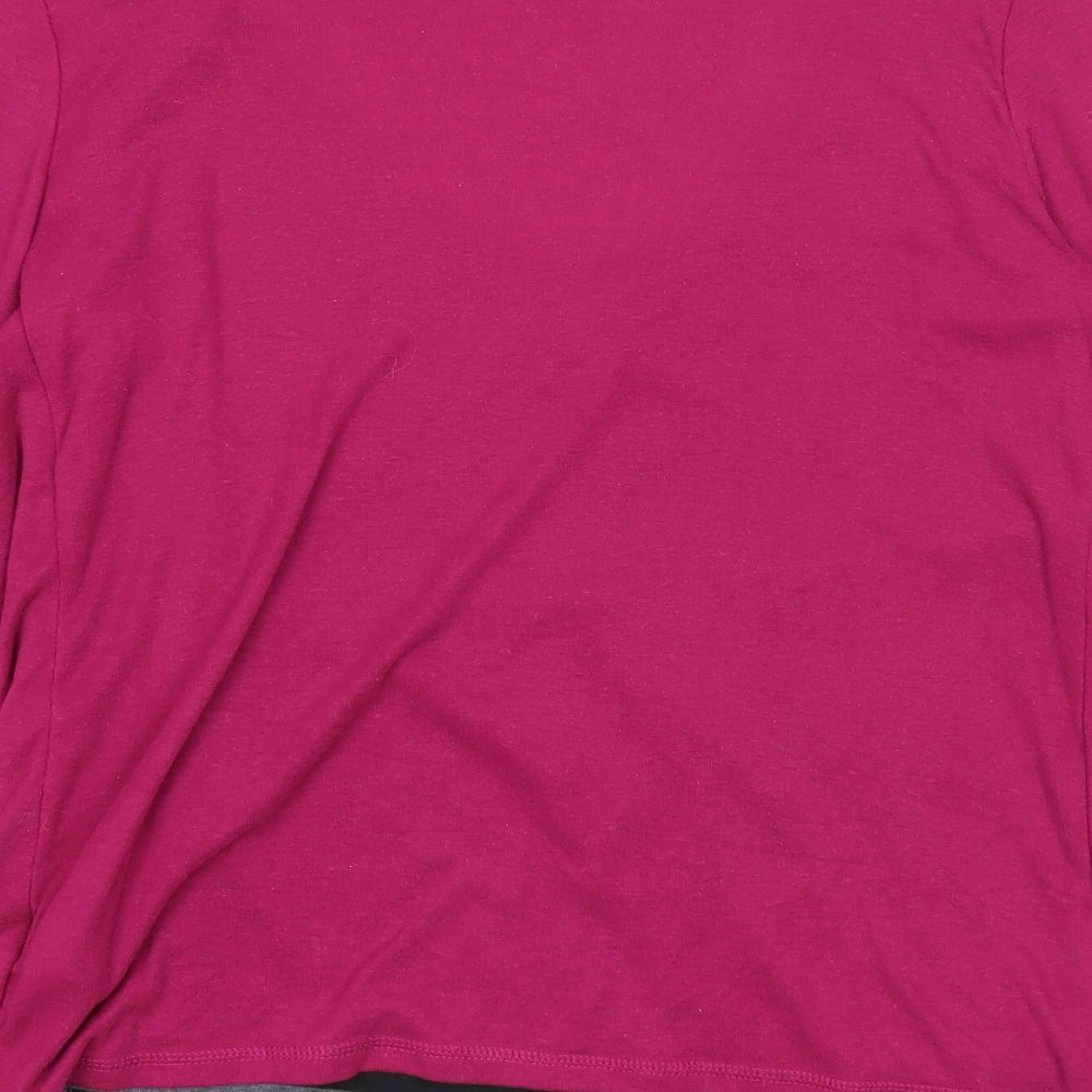 Marks and Spencer Womens Purple Striped Polyester Basic Blouse Size 10 Scoop Neck - Layered