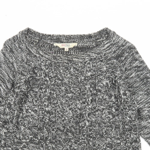 Red tag Womens Black Round Neck Acrylic Pullover Jumper Size 10