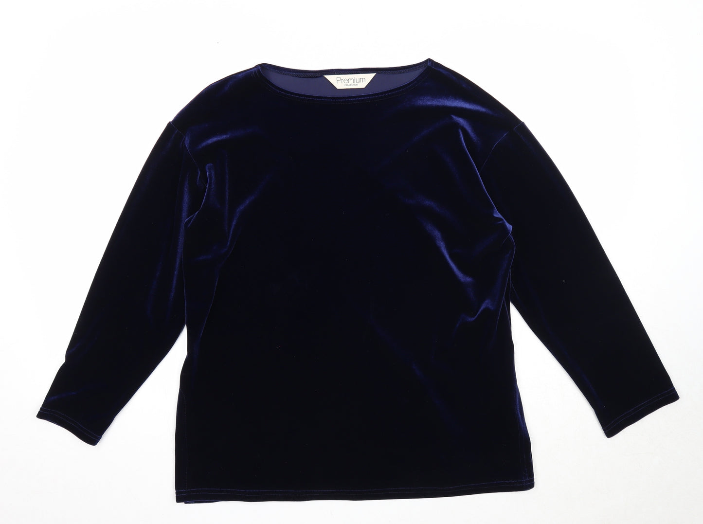 Premium Womens Blue Round Neck Polyester Pullover Jumper Size 12