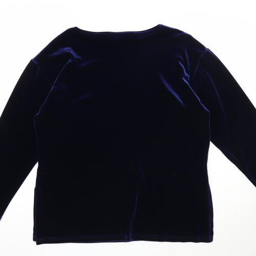 Premium Womens Blue Round Neck Polyester Pullover Jumper Size 12