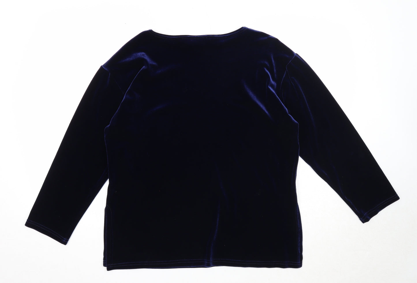 Premium Womens Blue Round Neck Polyester Pullover Jumper Size 12